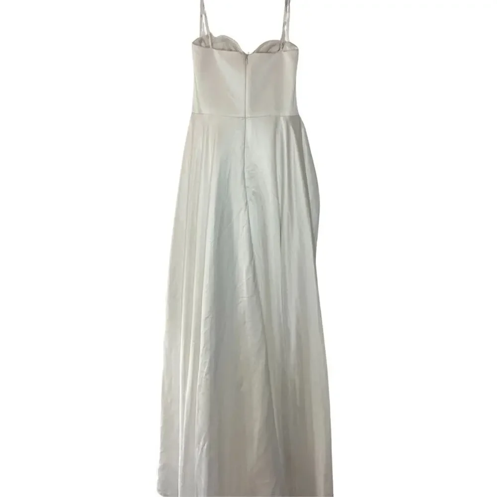 Lulus “Lifetime of Love” White Satin Strapless A-Line Gown - Size 8 – NWOT💍✨ - Picture 7 of 11
